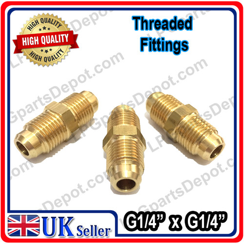 G1/4" x G1/4" brass metal threaded connector coupling with D6 Flow rate