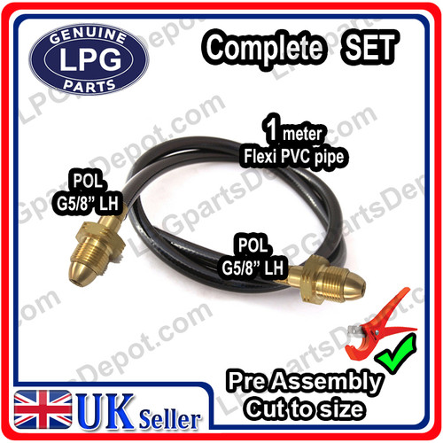 POL 5/8" x POL 5/8" LPG refill hose HIGH PRESSURE gas pipe with BRASS connectors