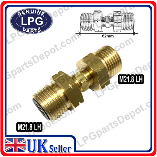 M21.8 x M21.8 Gas bottle Connector coupling joiner LEFT HAND thread