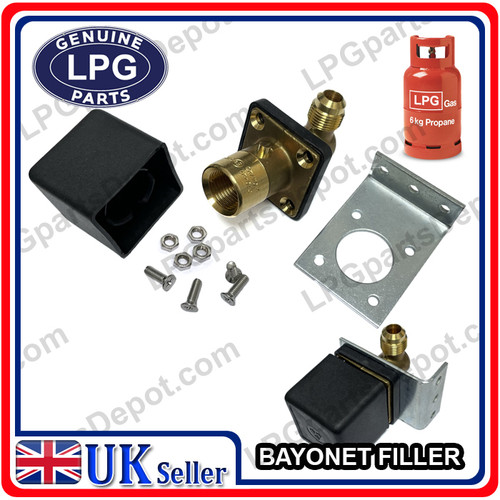 LPG GAS Filler BAYONET x JIC 3/4" with small bracket and square cap KIT