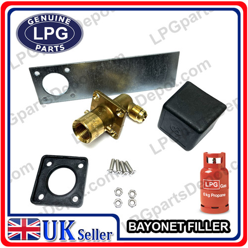 LPG GAS Filler BAYONET x JIC 3/4" with LONG bracket and square cap KIT