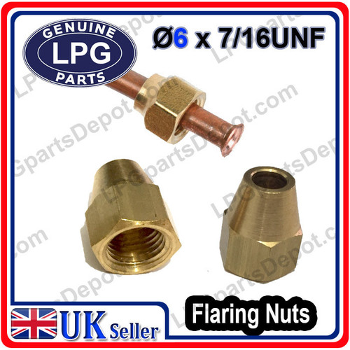 BRASS Flare NUT D6 x 7/16" UNF Copper pipe flare fittings air conditioning