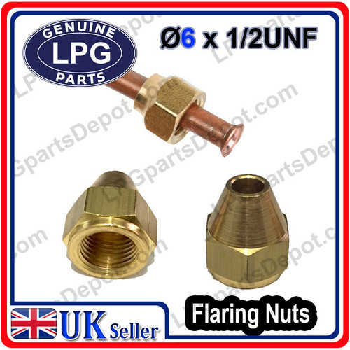 BRASS Flare NUT D6 x 1/2" UNF Copper pipe flare fittings air conditioning