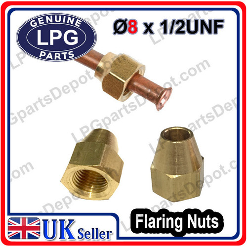 BRASS Flare NUT D8 x 1/2" UNF Copper pipe flare fittings air conditioning