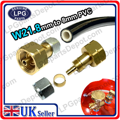 W21.8 LH to D8 PVC gas pipe bottle connector fitting for gasit gaslow gasbank cylinders