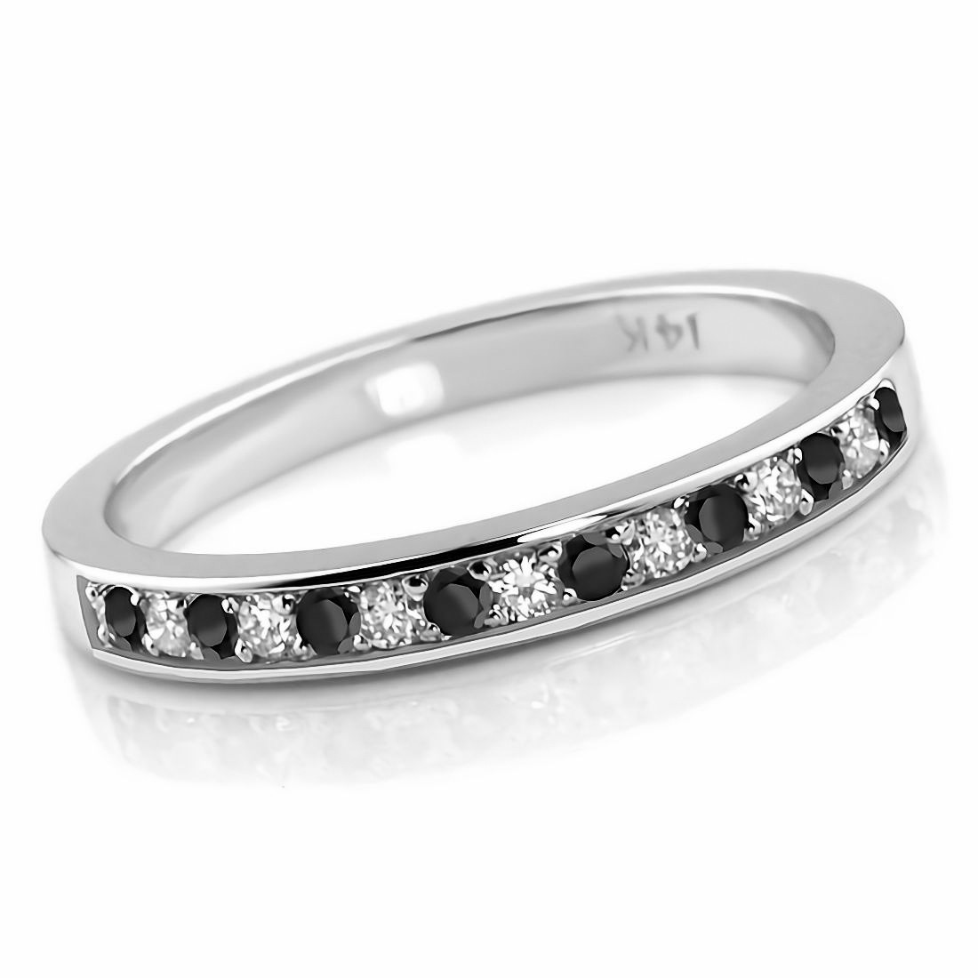 0.24ct Alternating Black & White Diamond Wedding Ring Band