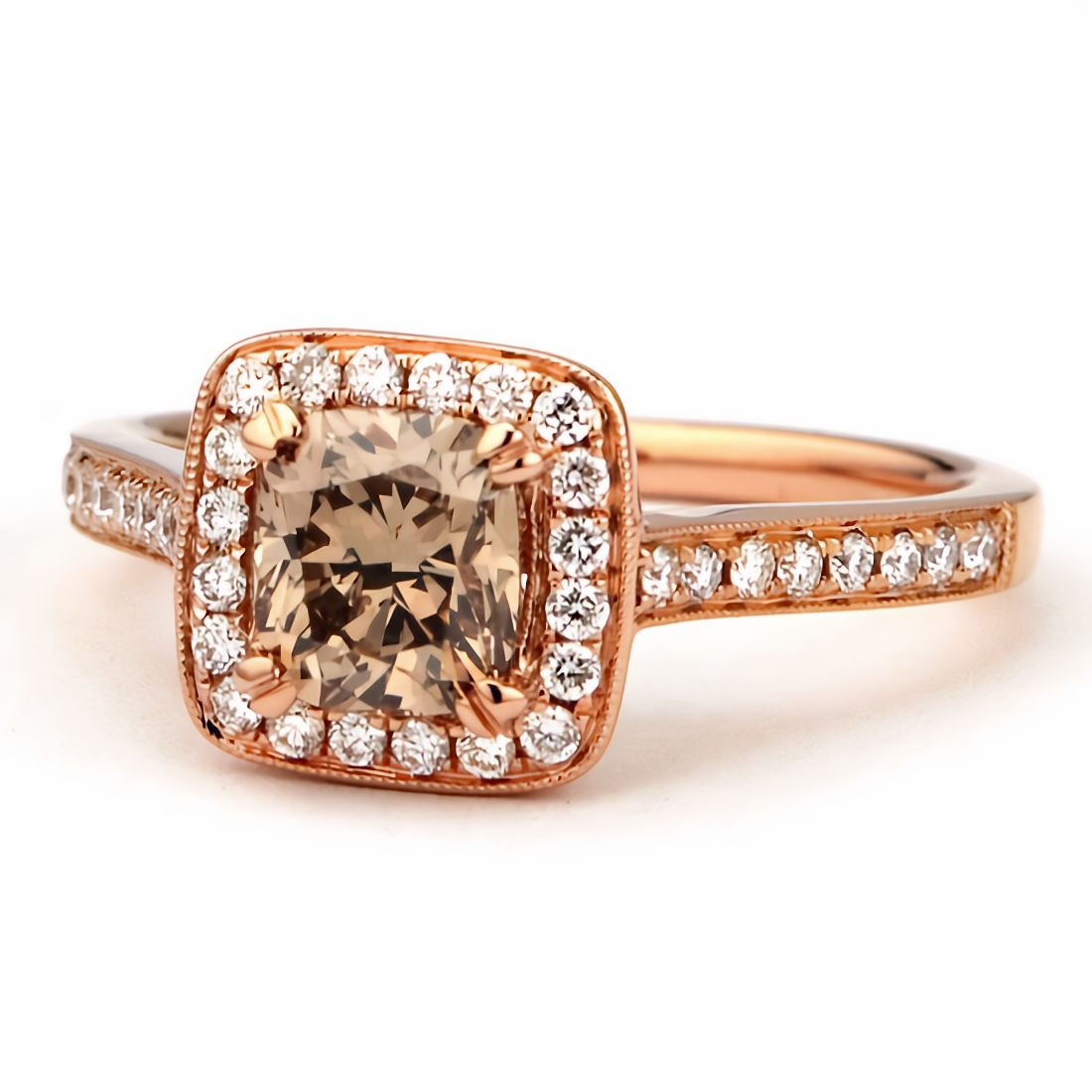 2.53ct Champagne Brown Diamond Engagement Ring 18k Gold
