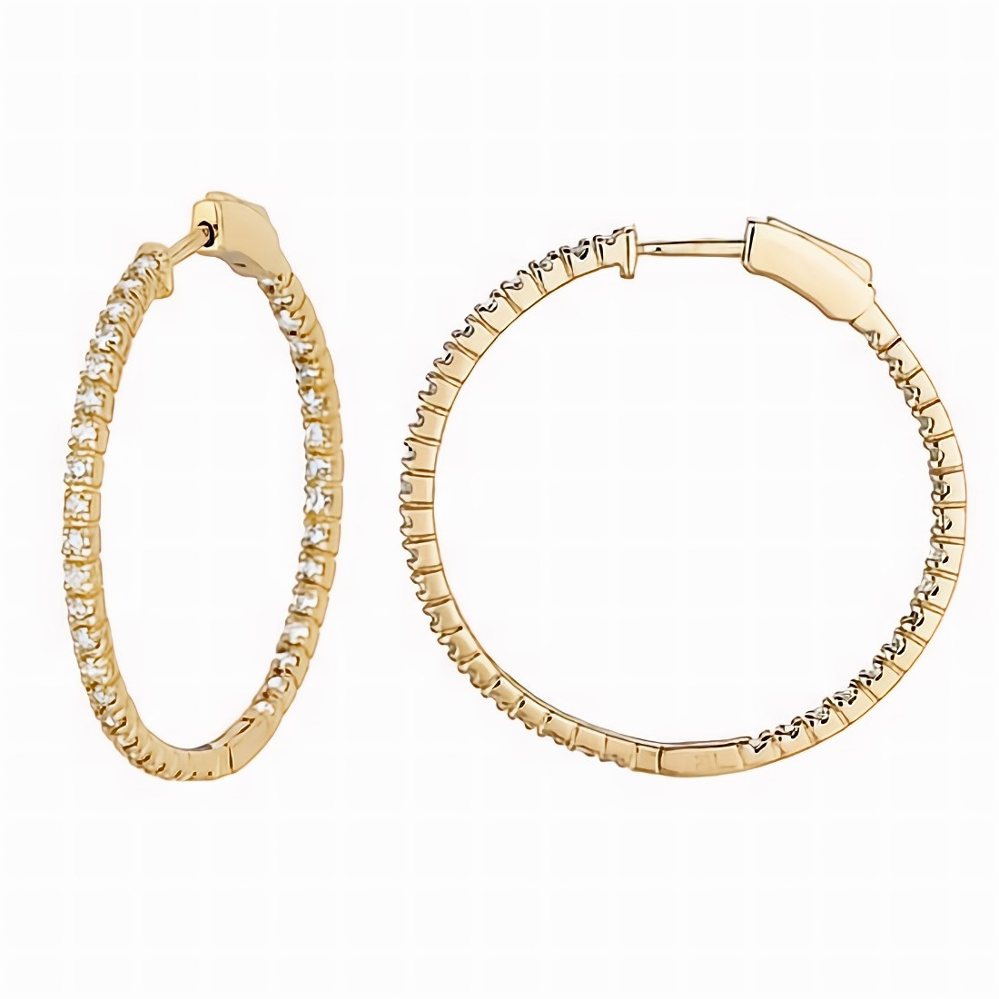 Inside out diamond hoop earrings yellow gold clearance