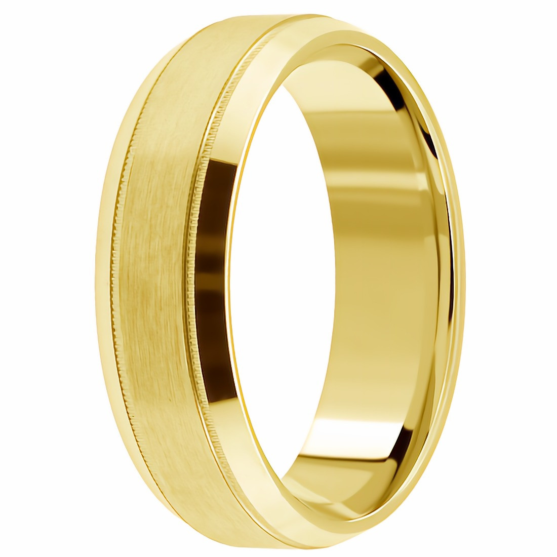 Fine Wedding Band Ring Beveled Edges 14k Gold