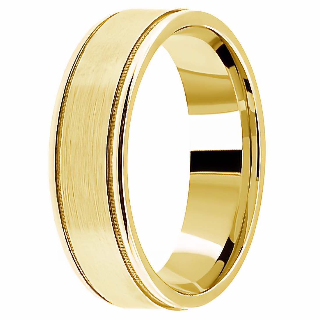 Satin/Brushed & Polished Wedding Band Ring 14k Gold