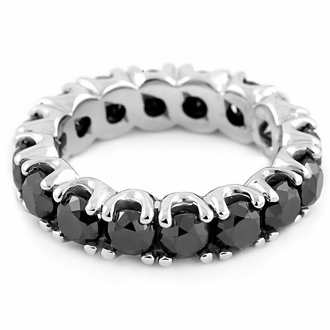 5.60ct Fancy Black Diamond Eternity Wedding Band Prong Ring