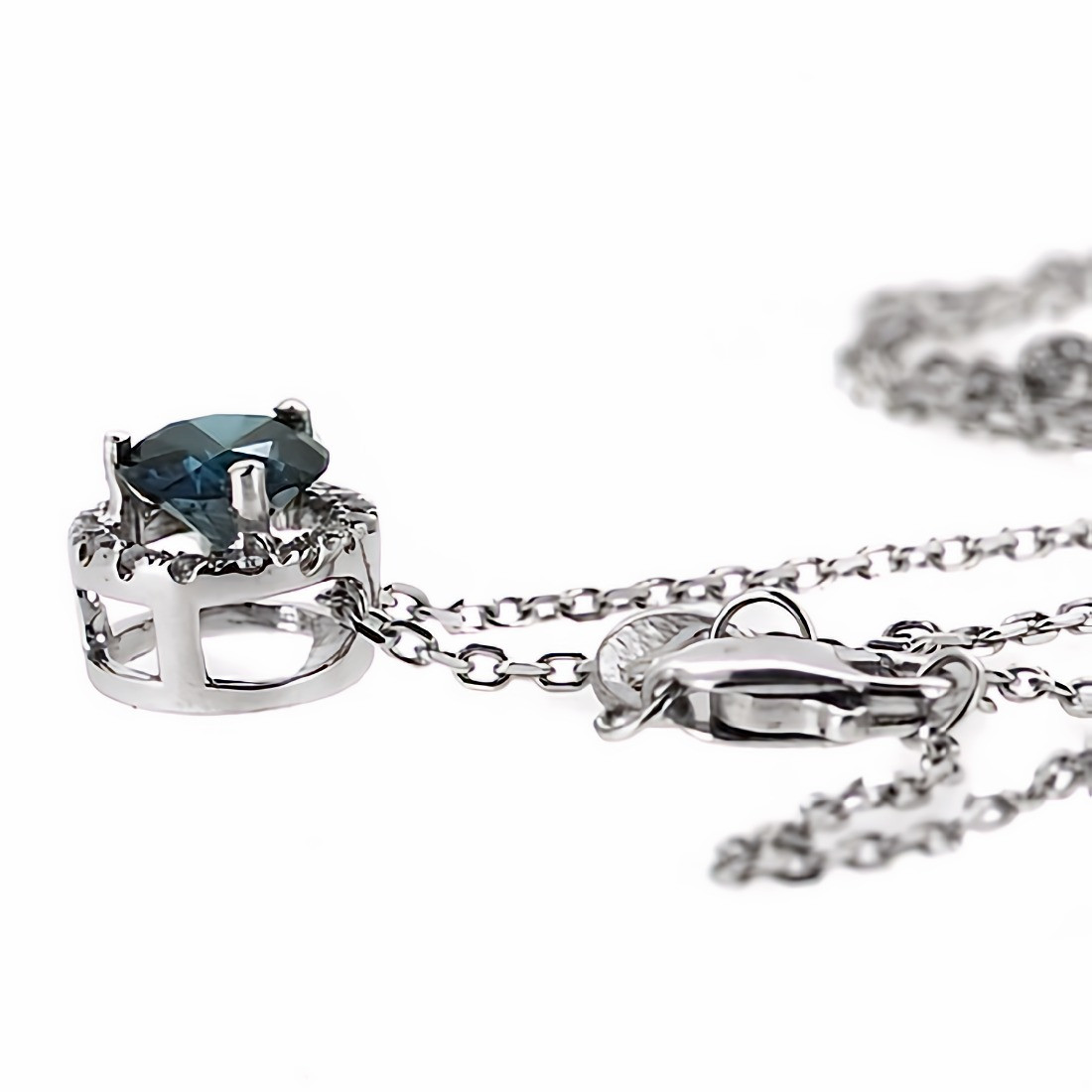 0.60ct Fancy Blue Diamond Halo Pendant Necklace 14k Gold