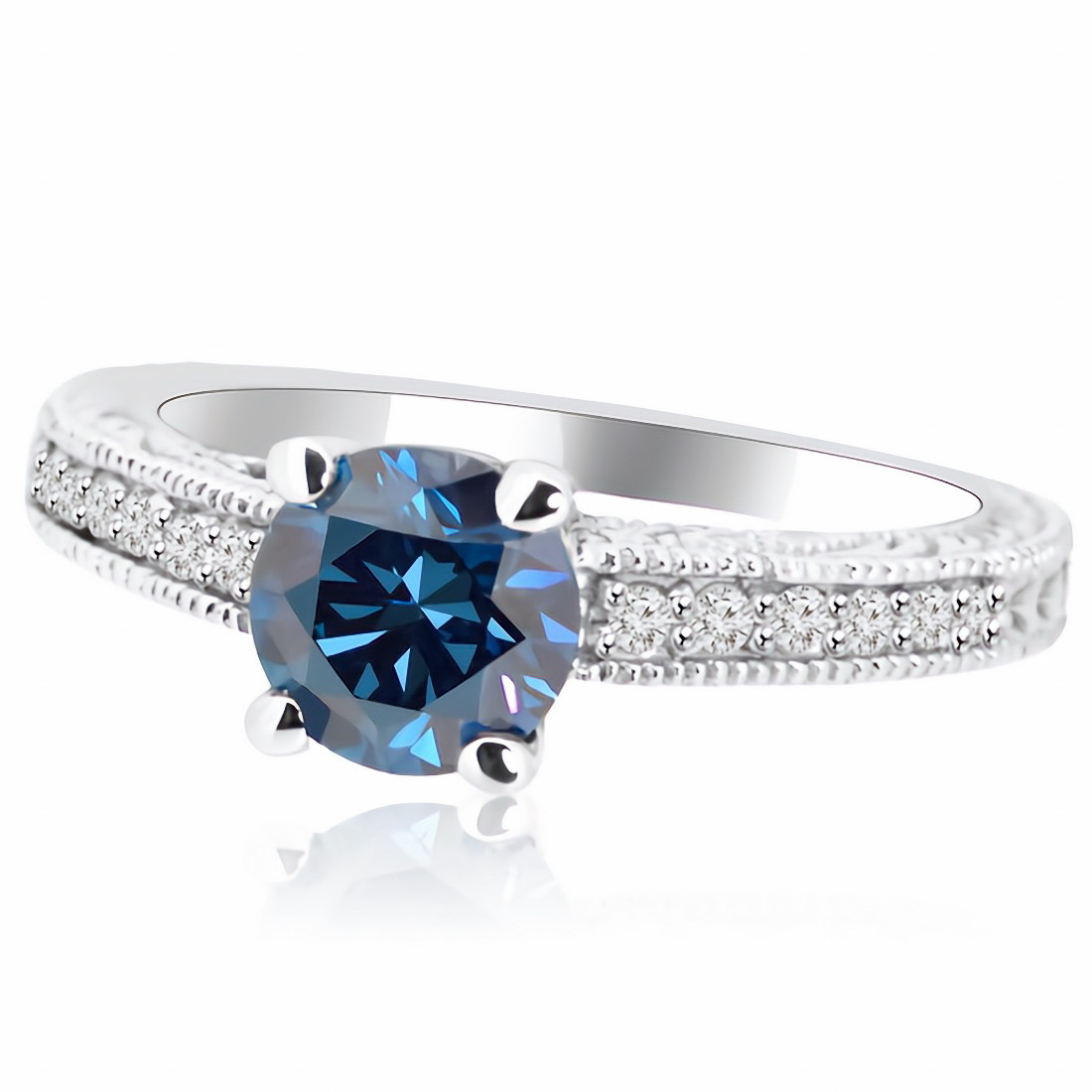 2.26ct VS2 Blue Diamond Engagement Ring 18k White Gold