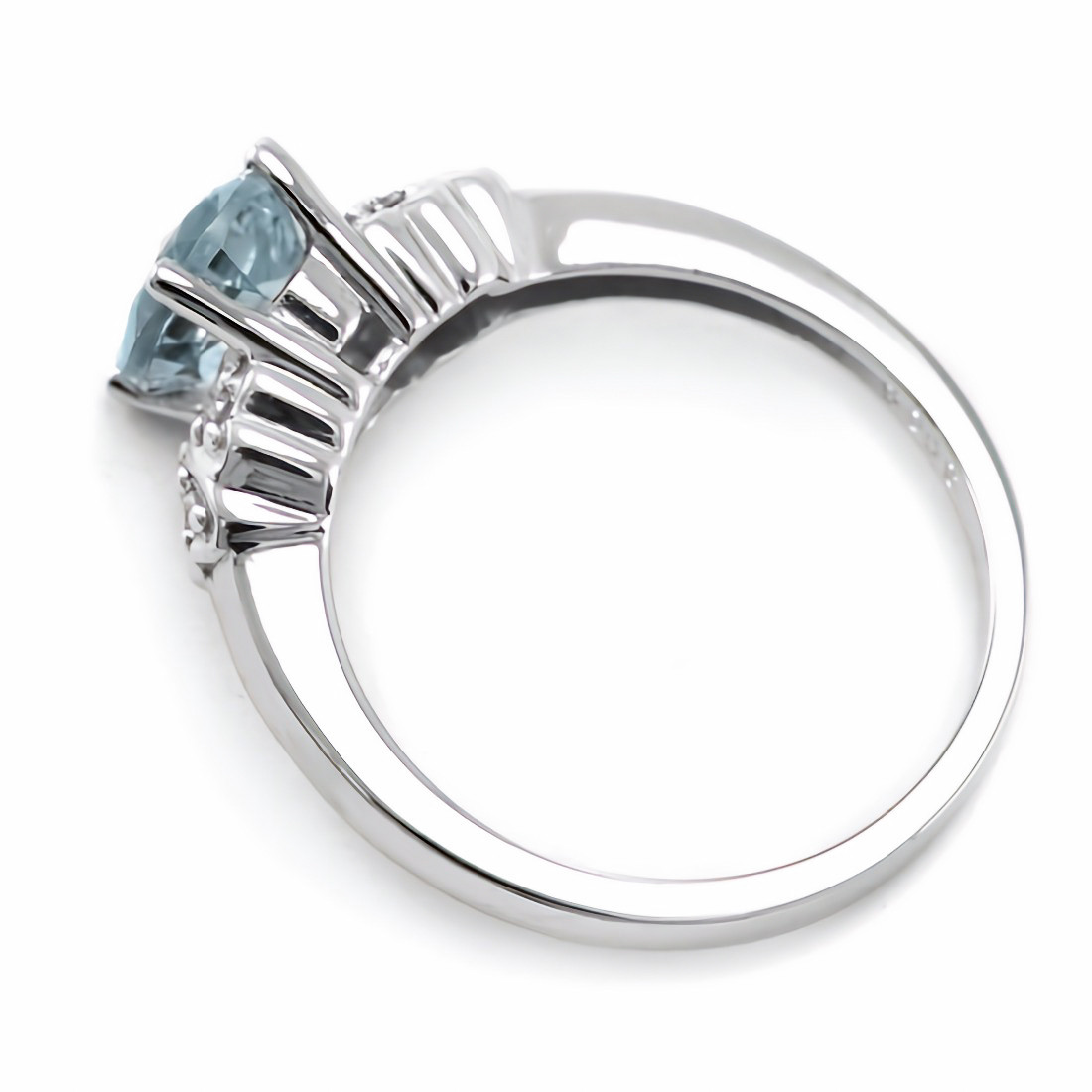 Oval Blue Aquamarine Diamond Engagement Bridal Ring