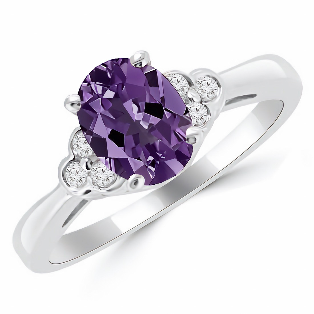 Cushion Cut Purple Amethyst Diamond Halo Cocktail Ring