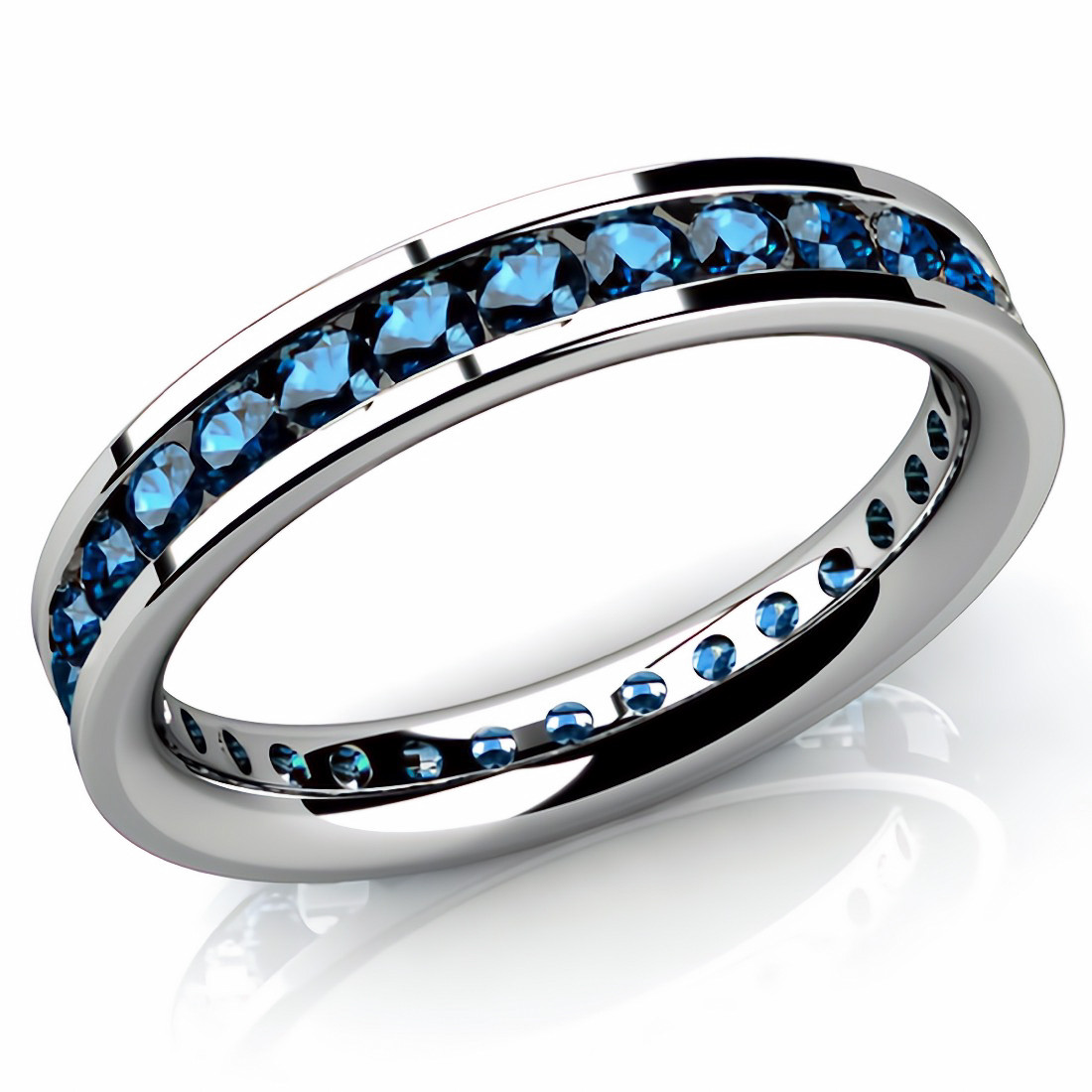 0.50ct ChannelSet Blue Diamond Wedding Ring
