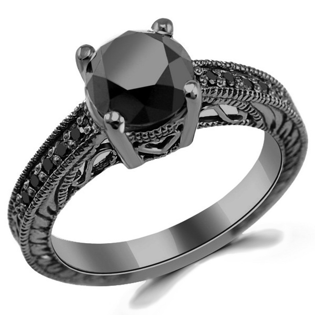 Black Diamond Engagement Rings Jewelry Point
