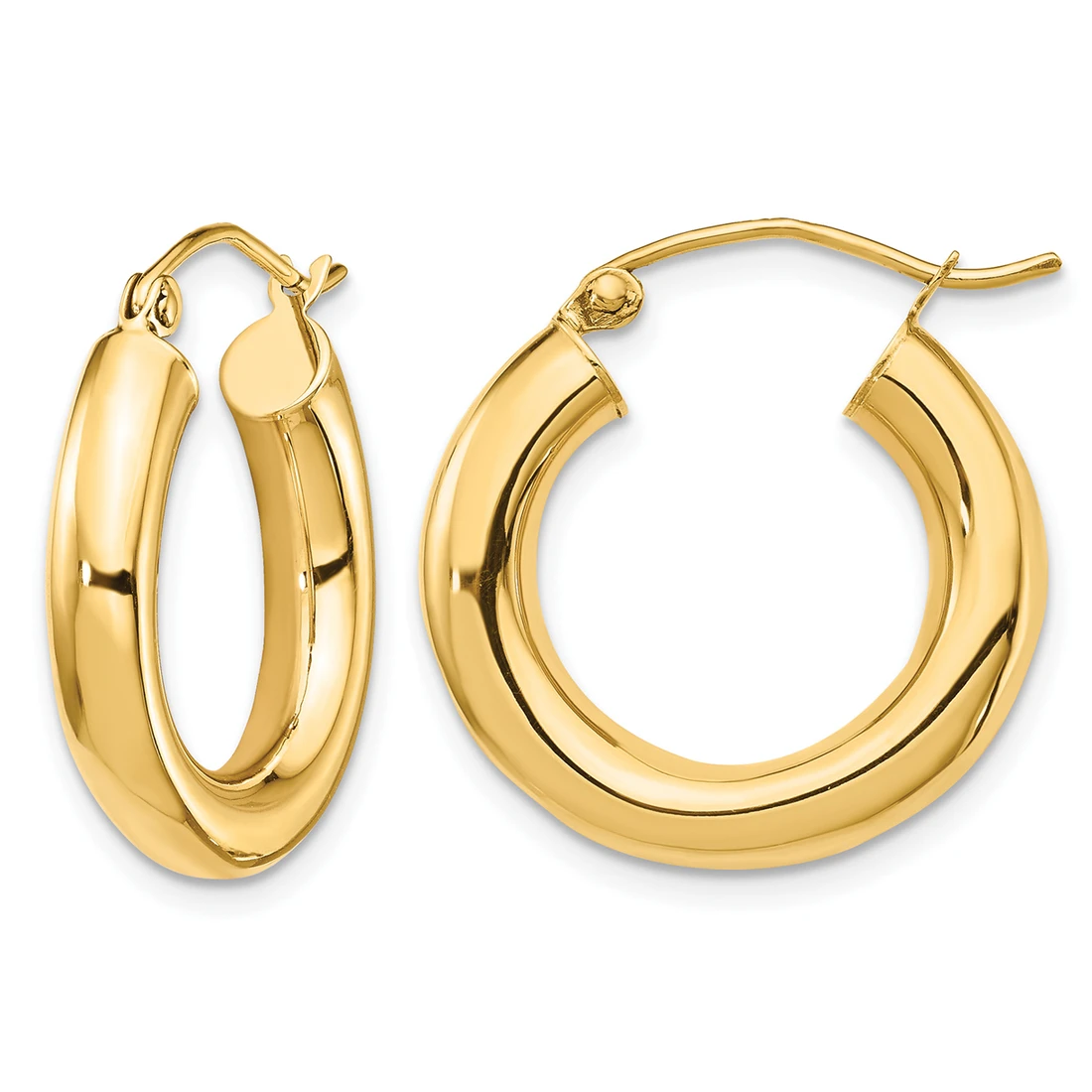 14k Yellow Gold Tube Textured Round Hoop Earrings(1.5x25mm) main image 1