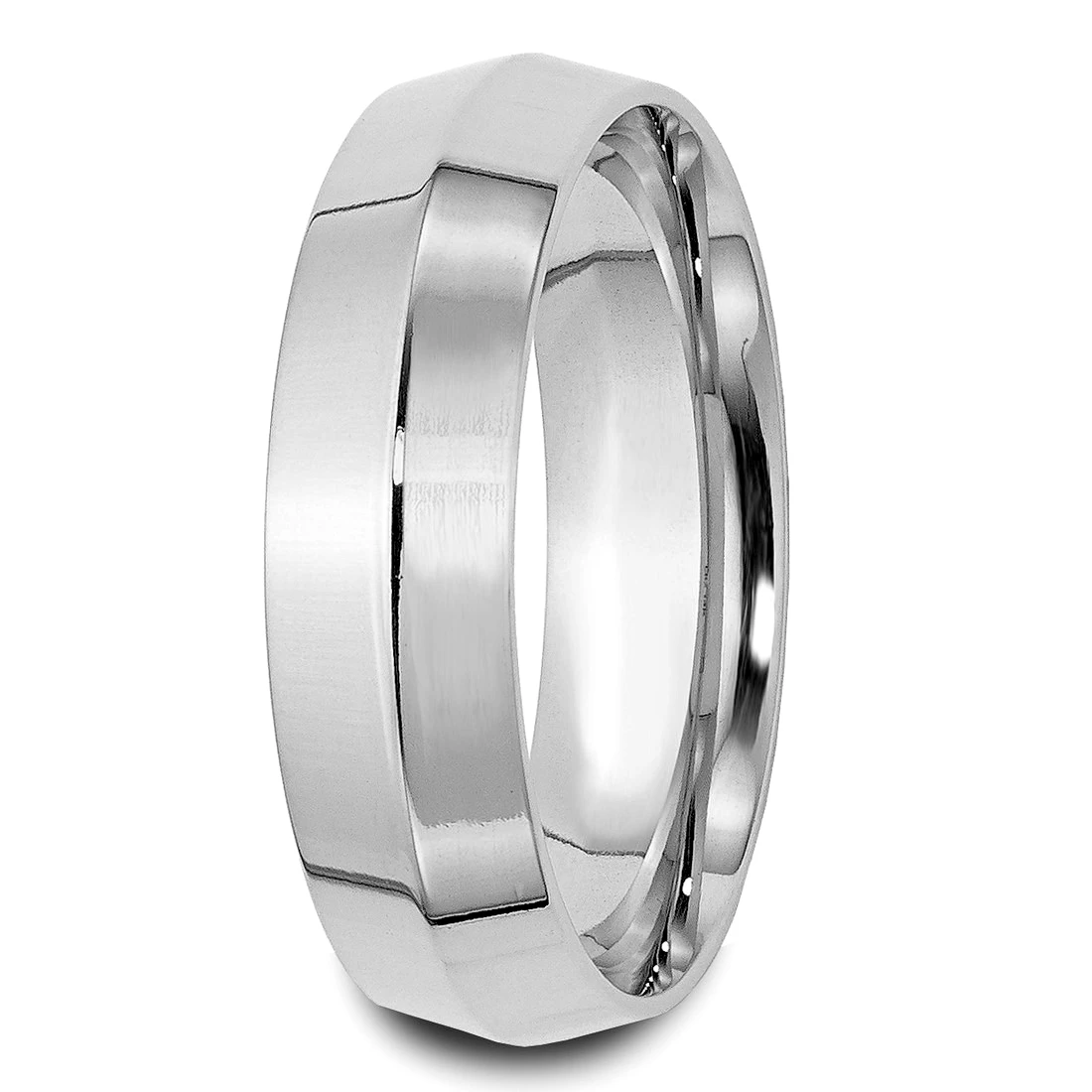 Polished Knife-Edge Platinum Wedding Band Men's Ring