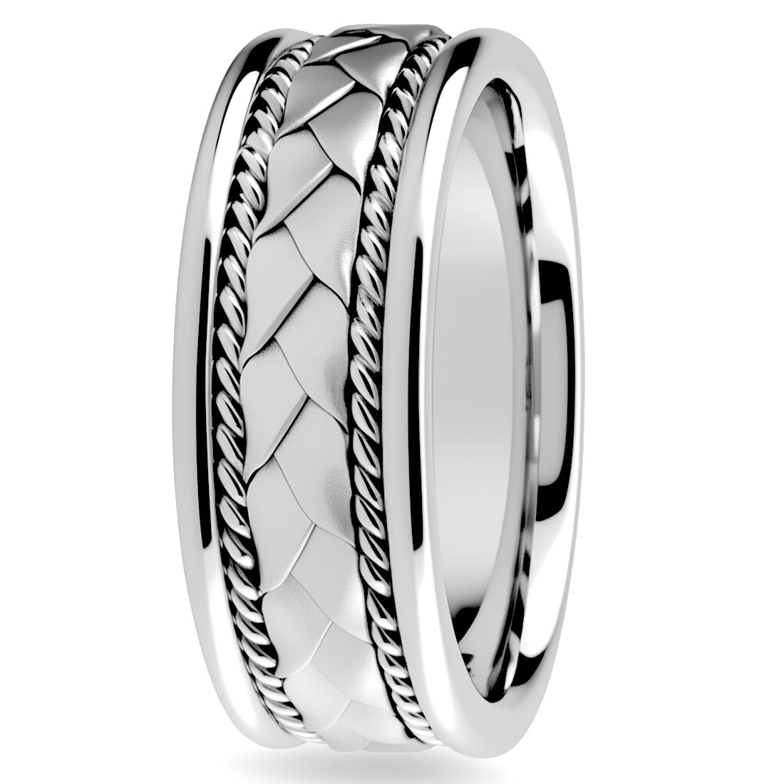 Tri Color White Gold Braided Wedding Band Angara Men's Tri Color
