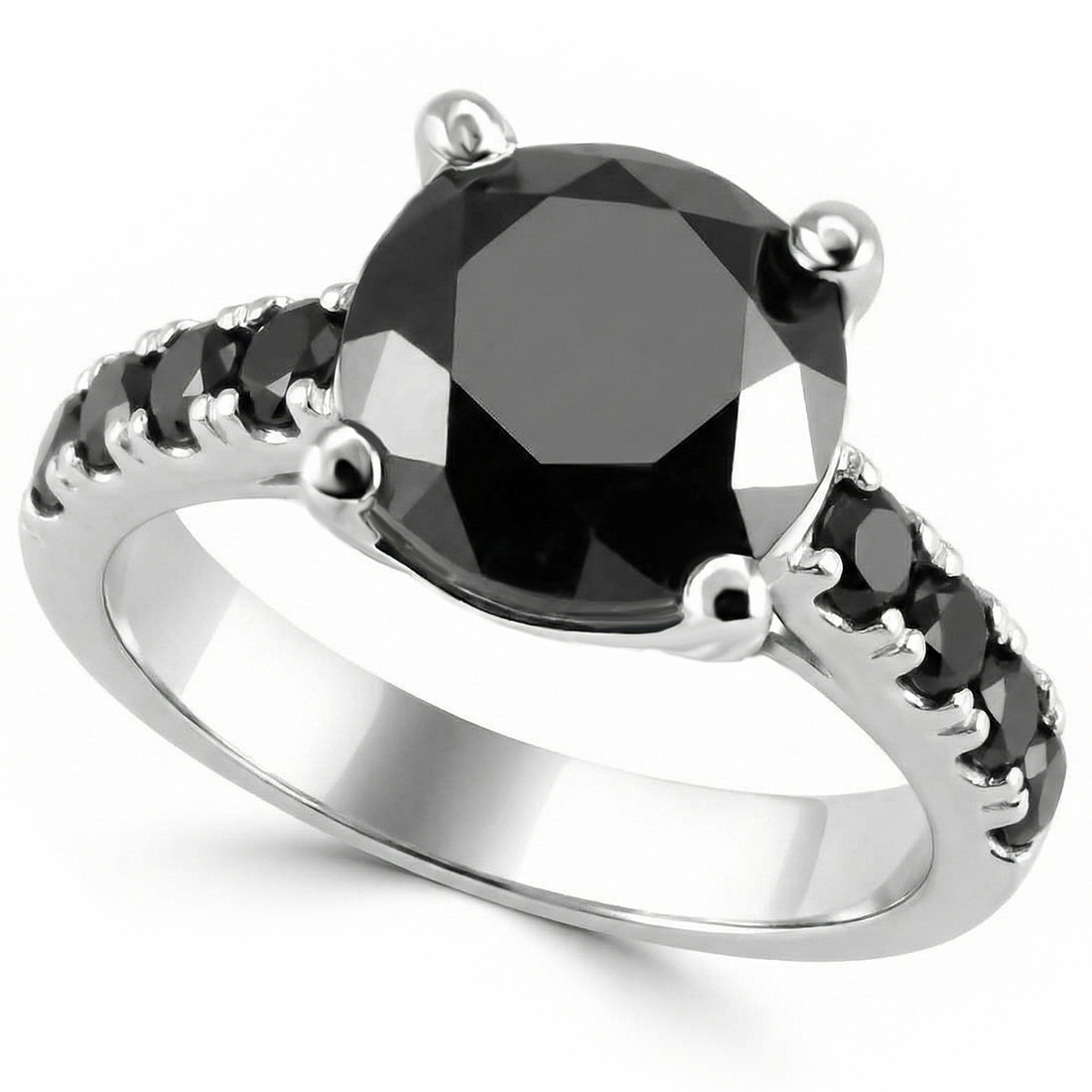 Large Fancy Black Diamond Engagement Ring