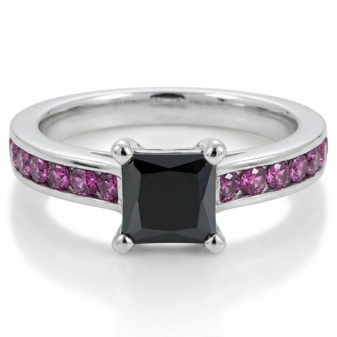 Princess Black Purple Diamond Engagement Ring