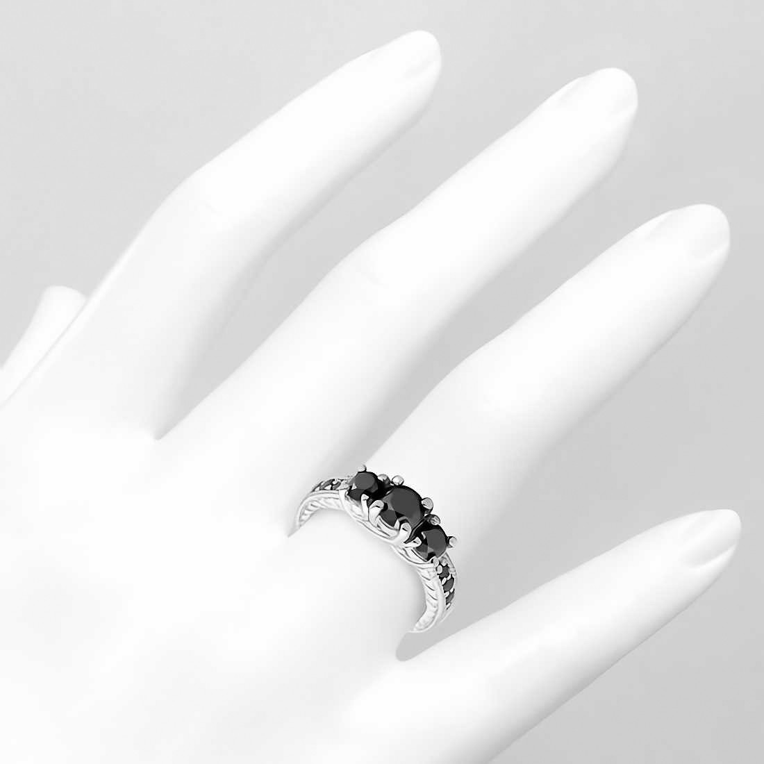 1ct Five Stone Black Diamond Wedding Ring 14K White Gold