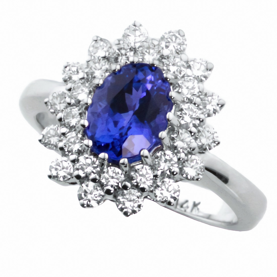 Tanzanite Diamond Cluster Halo Engagement Cocktail Ring