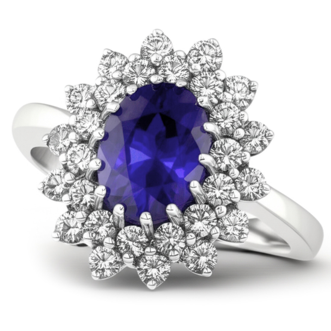 Tanzanite Diamond Cluster Halo Engagement Statement Ring Tanzanite Diamond Cluster Halo Engagement Statement Ring