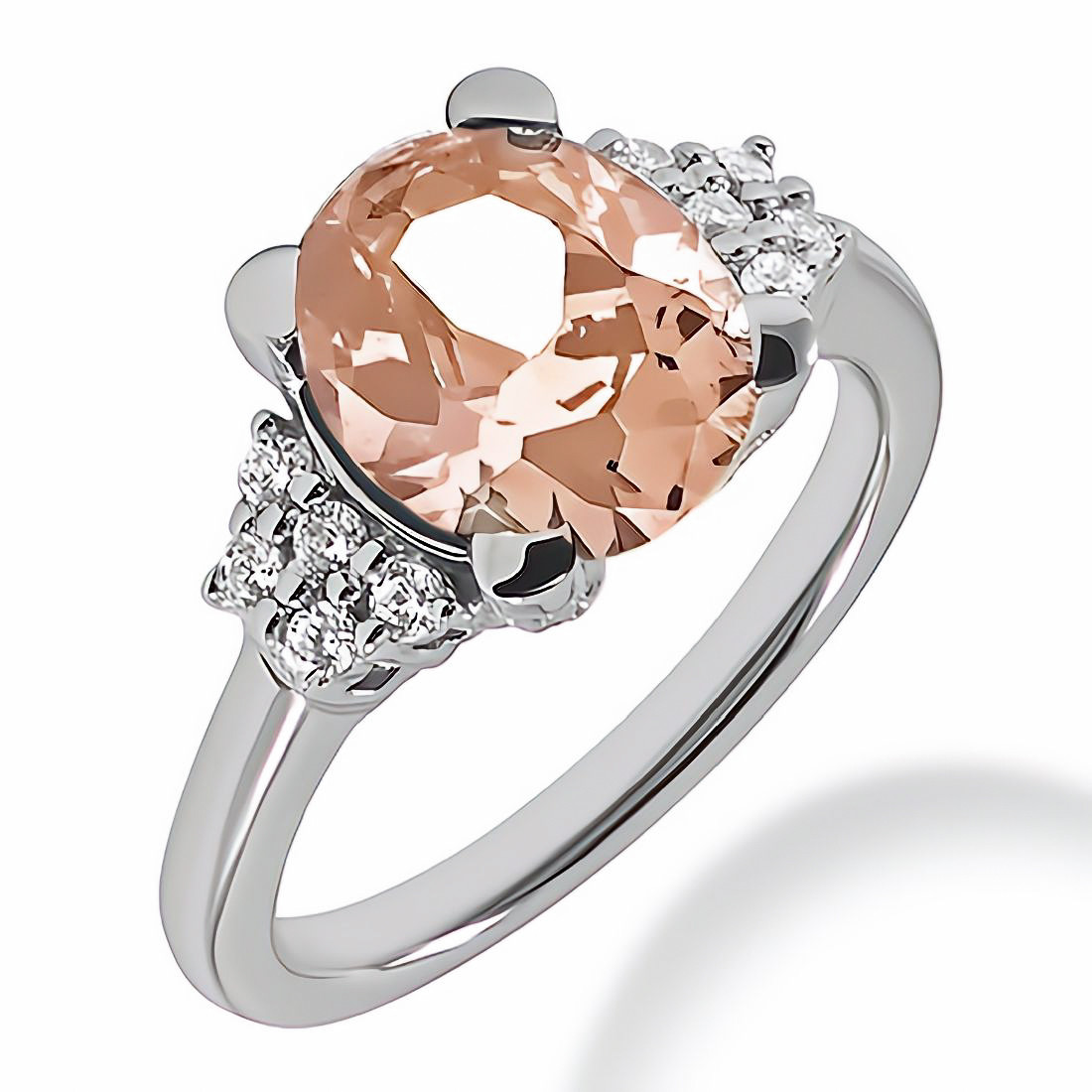 2 Row Morganite Engagement Ring In 14K Rose Gold