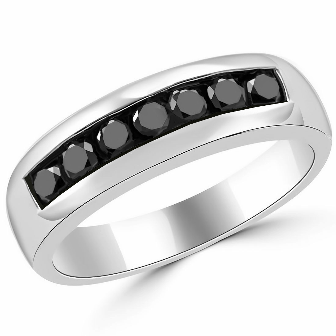 Men's Black Diamond Wedding Band Channel-Set Ring