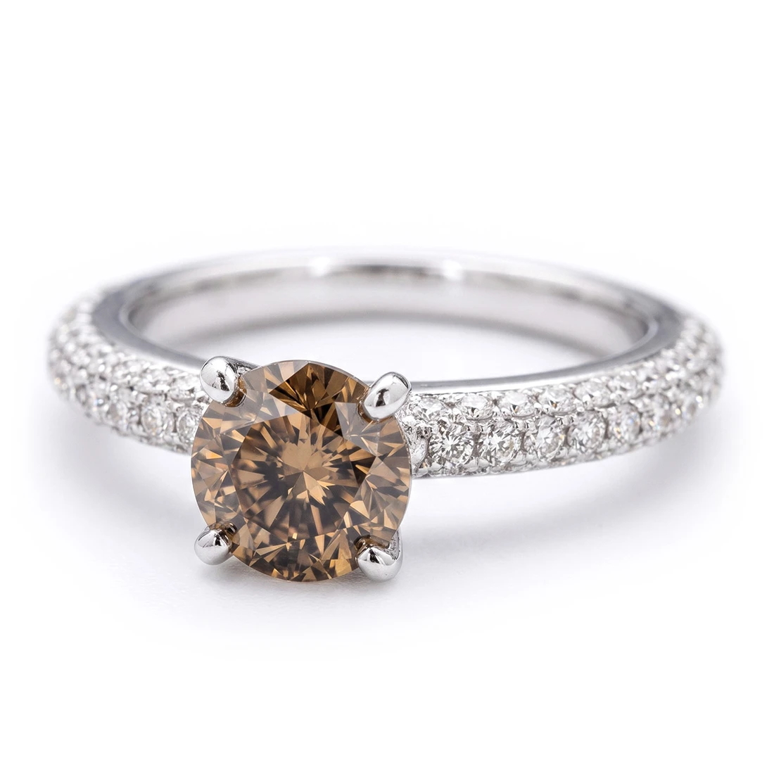 Champagne Brown Diamond Engagement Ring 18k Gold