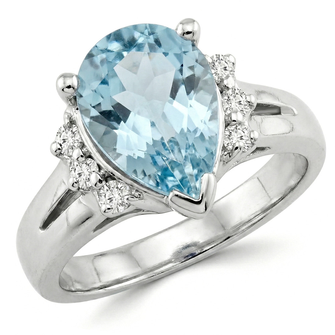 Pear Cut Aquamarine and Diamond Engagement Ring