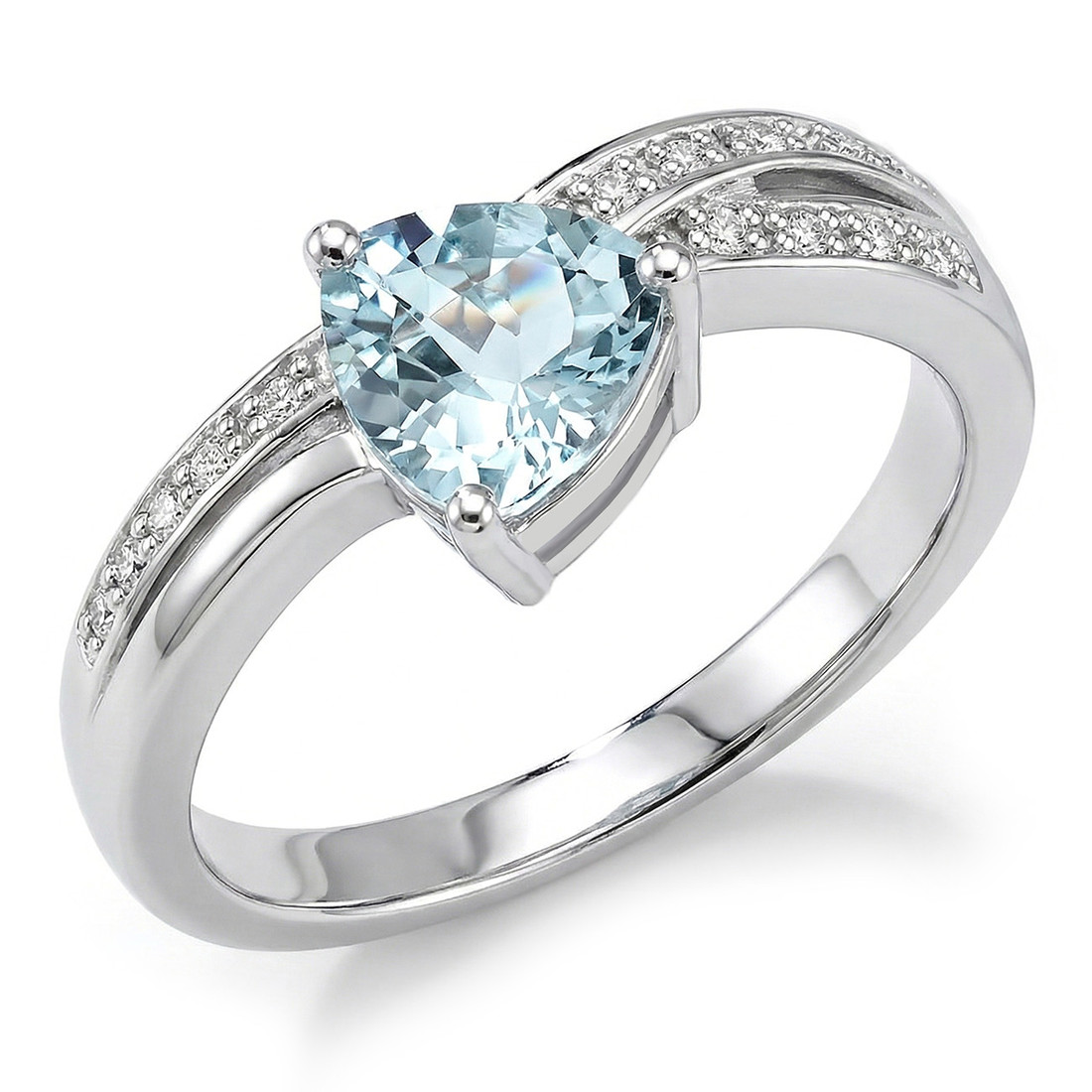 Triangular Aquamarine and Diamond Engagement Statement Ring