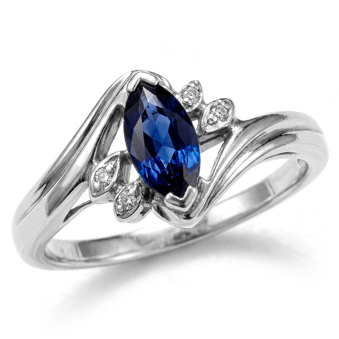 Marquise-Cut Blue Sapphire Diamond Promise Ring