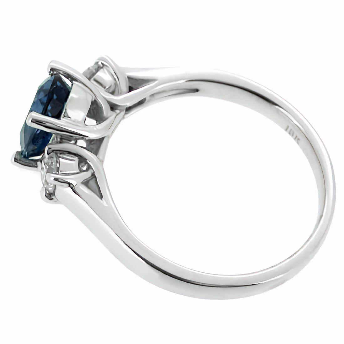 Oval Blue Sapphire & Diamond 3-Stone Engagement Bridal Ring