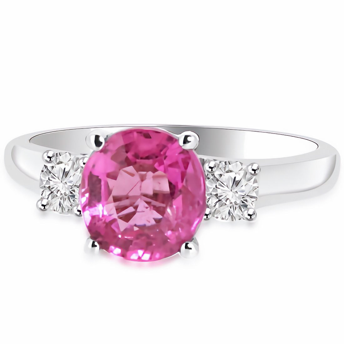 Oval Pink Sapphire Diamond 3 Stone Engagement Ring 18k Gold