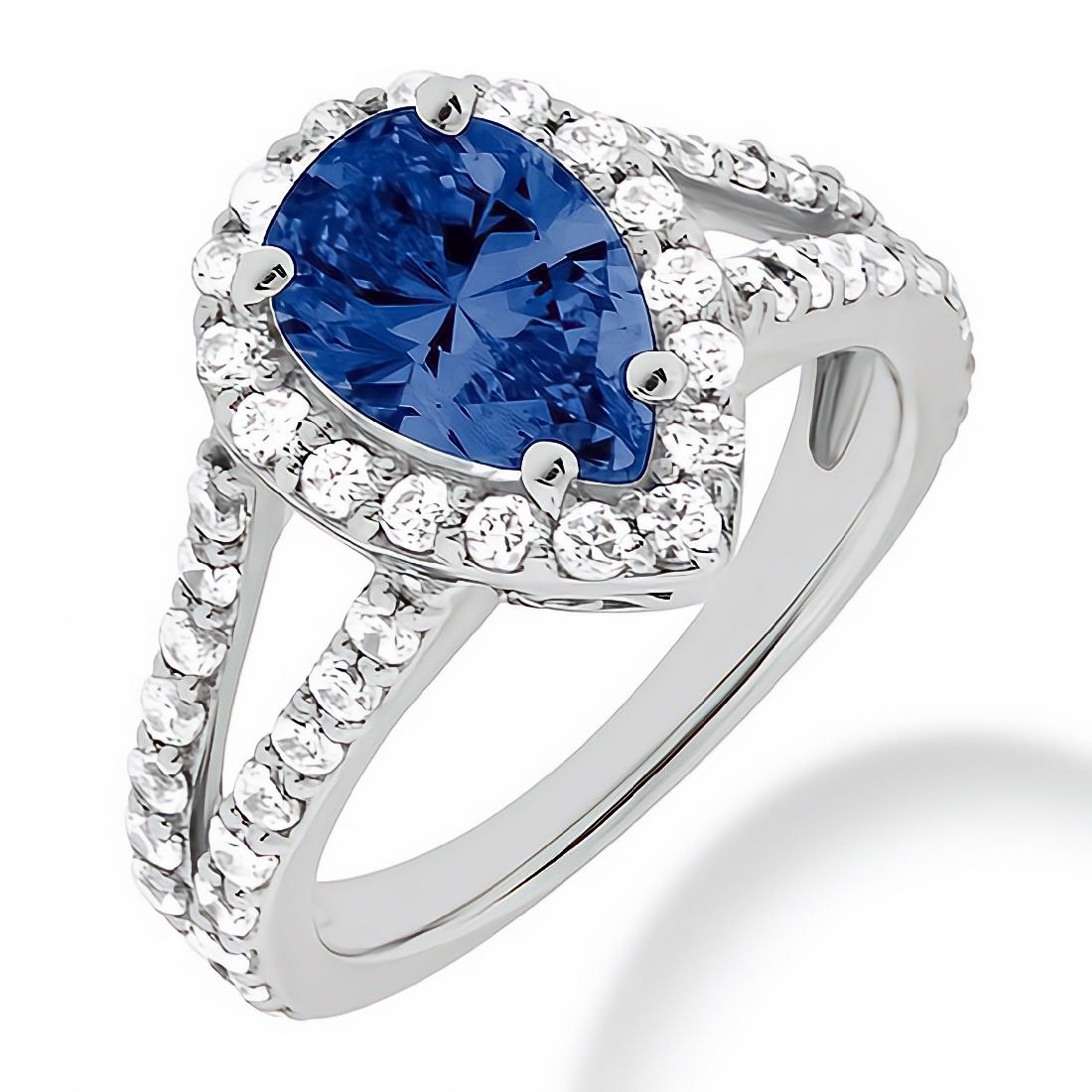 2.88ct Pear-Shape Sapphire & Diamond Halo Engagement Ring