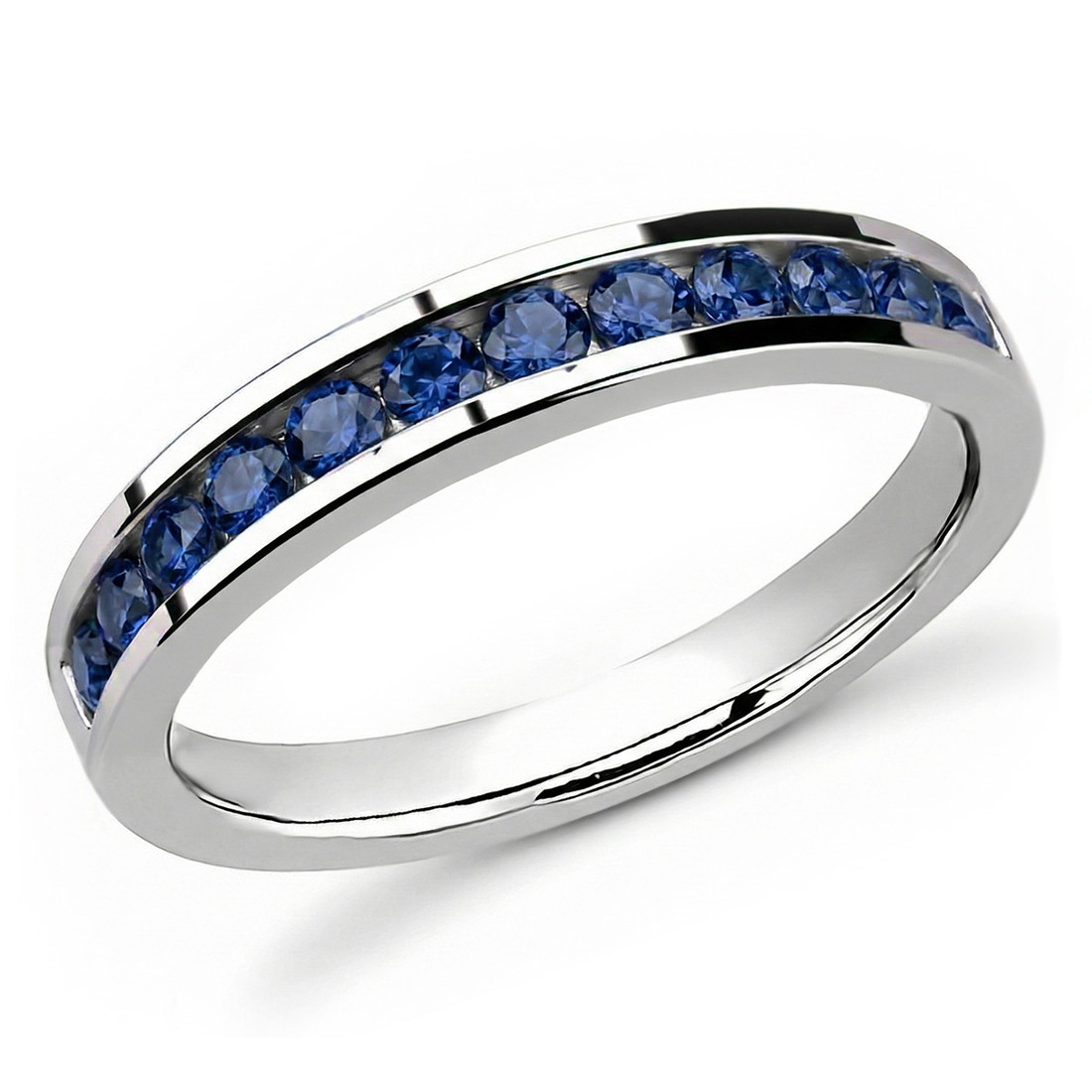 Fine Blue Sapphire Channel Wedding Ring Band