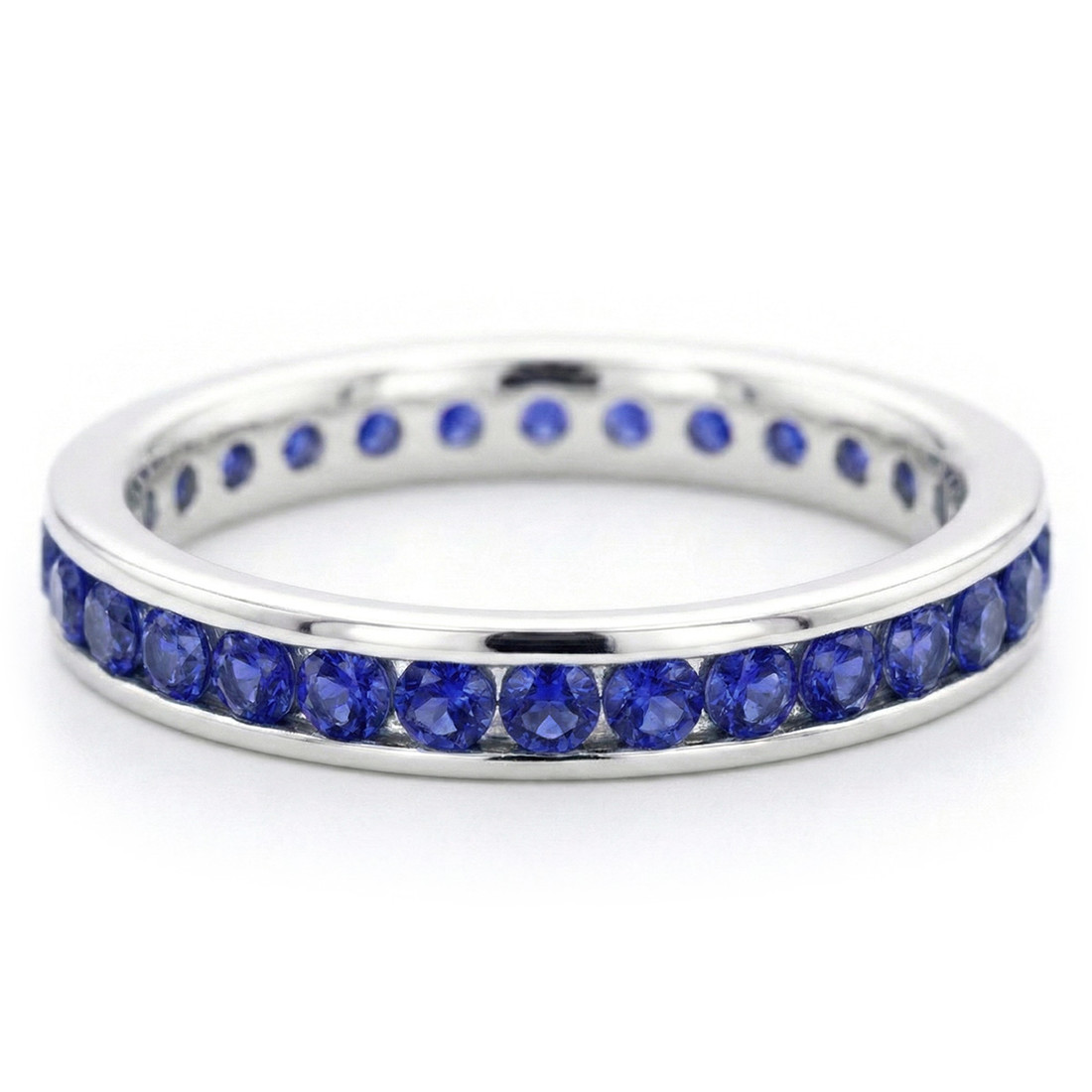Blue Sapphire Channel-Set Eternity Wedding Band Bridal Ring