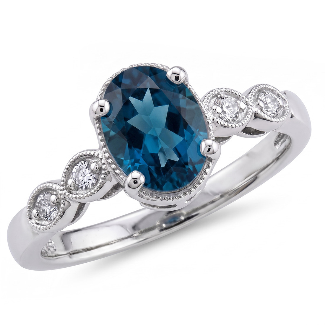 London Blue Topaz and Diamond Vintage Engagement Ring