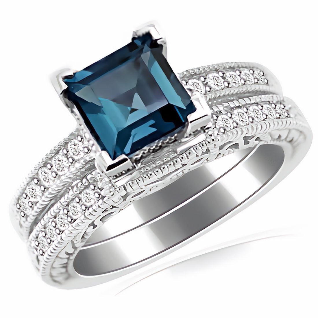 Buy The Blue Topaz Ring Collection: 9ct White Gold Heart Shaped Swiss Blue  Topaz & Diamond Set Shoulders Engagement Ring, Mother's Day Gift, Ring Size  H,I,J,K,L,M,N,O,P,Q,R,S,T Online at desertcartINDIA
