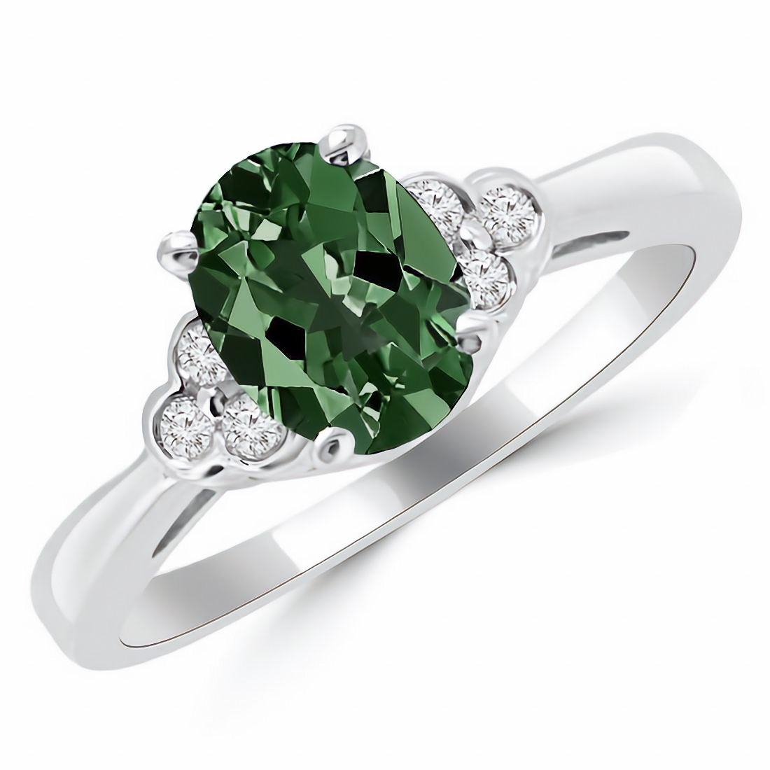 18K White Gold Green Tourmaline Diamond Ring – Long's Jewelers