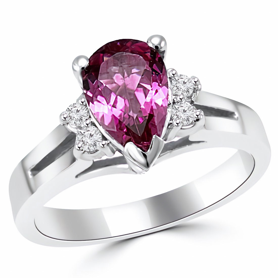 Pear-Shaped Pink Tourmaline Diamond Engagement Ring