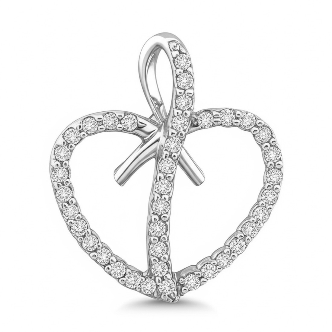 Diamond Heart Pendant 14k White Gold Necklace