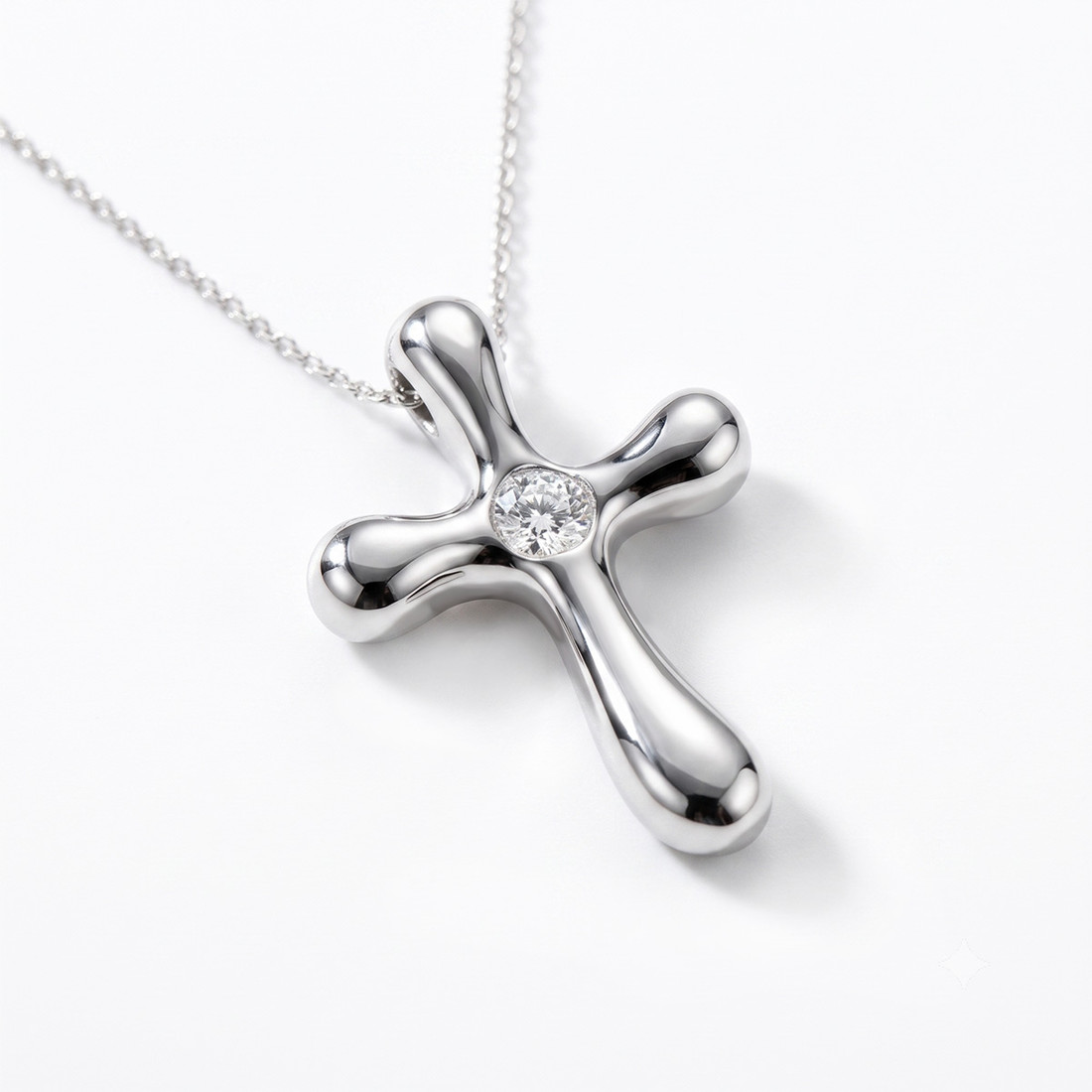 Small Diamond Cross Pendant Necklace 14k Gold