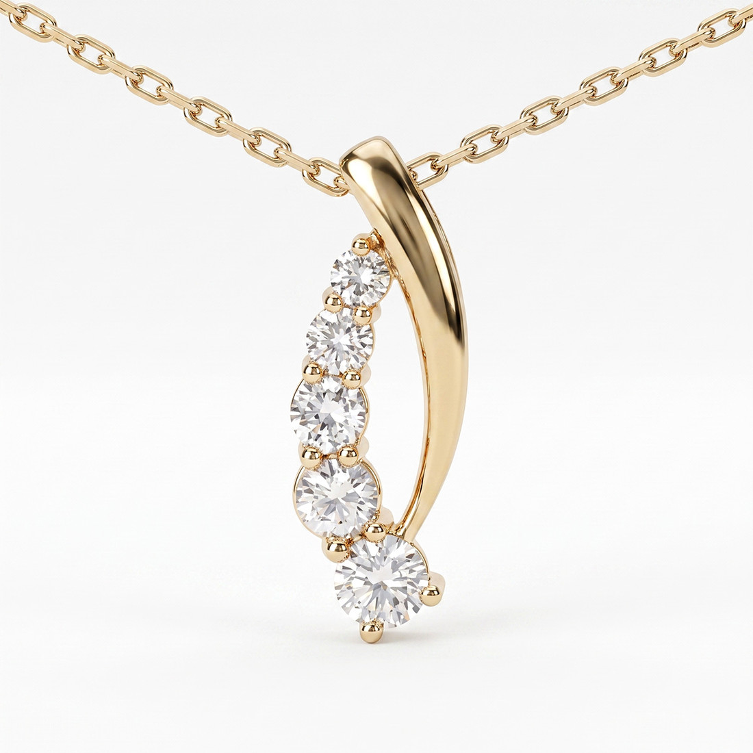 アクセサリー pointless journey CHAIN NECKLACE - GOLD 0.50ct Natural Diamond 5 Stone Journey Pendant With Chain 14k Gold