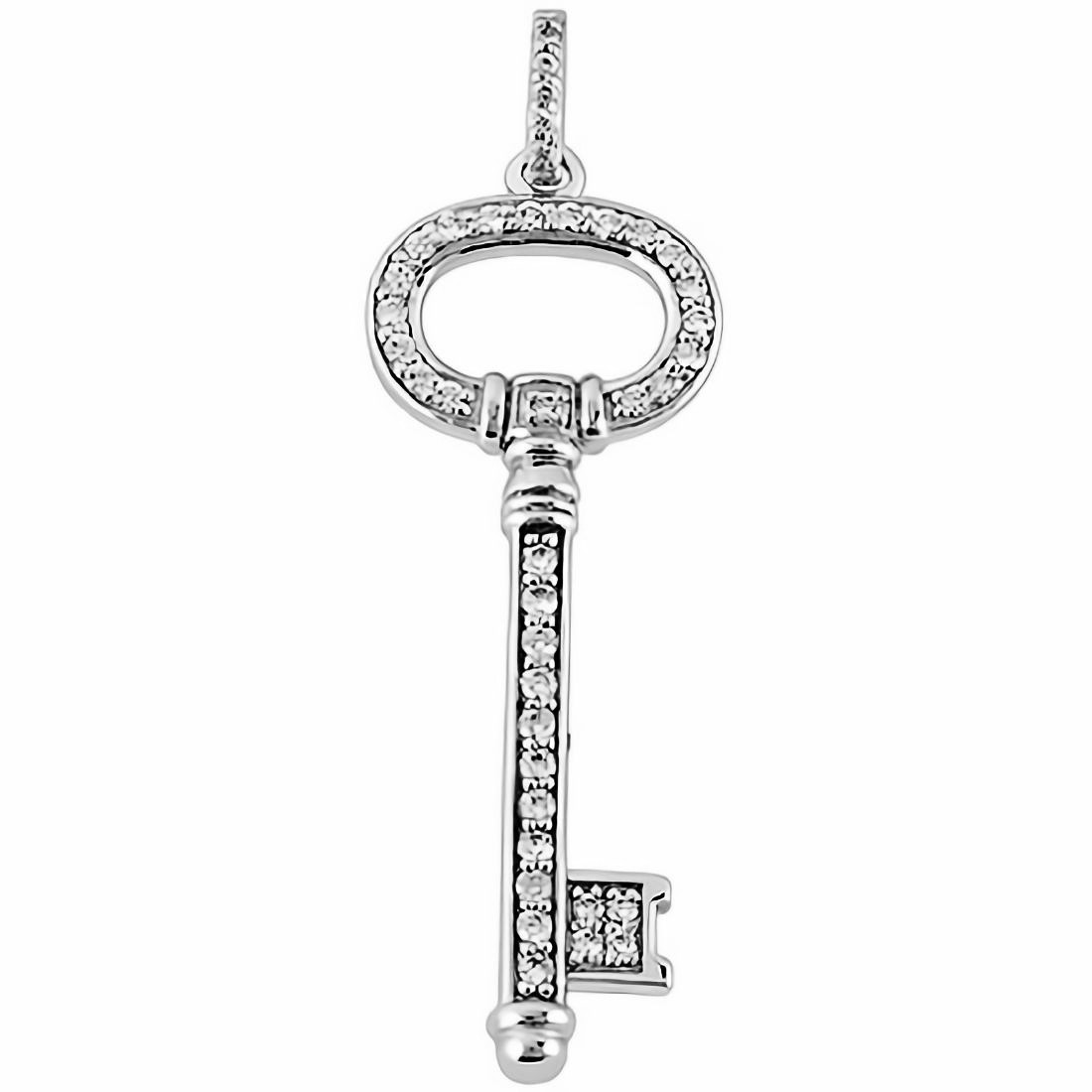 14k Gold Key Necklace with round Diamond | Cosanuova