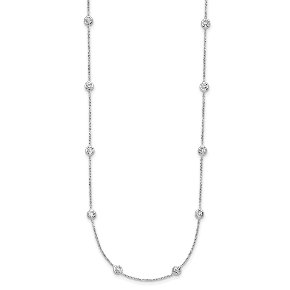 Diamond By The Yard Station Necklace 14k White Gold