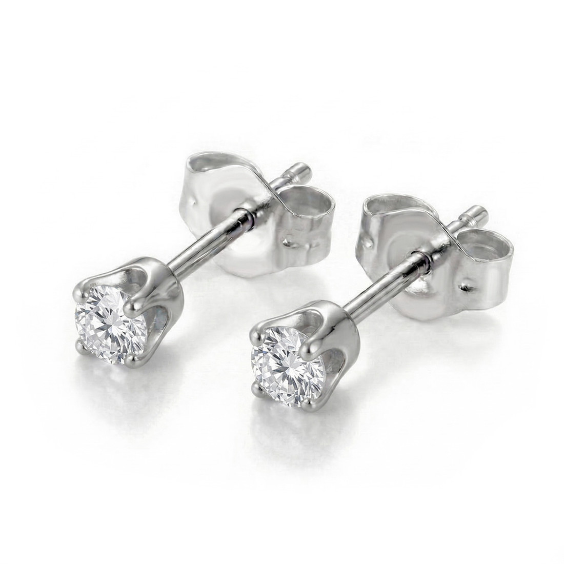 Small 1/4 Carat Natural Diamond Classic 4-Prong Stud Earrings